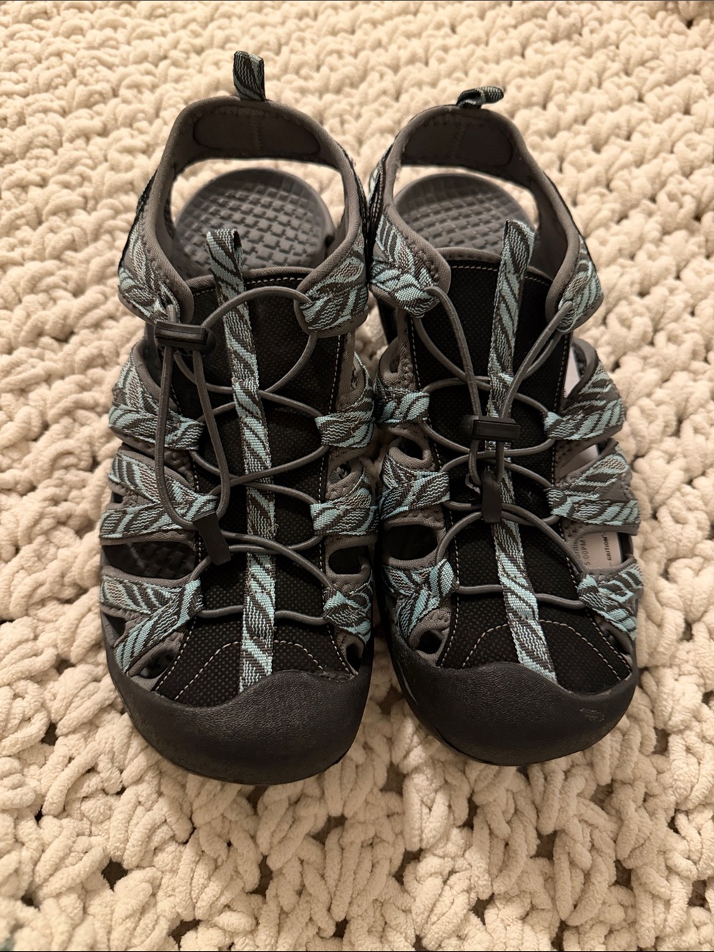 Women's Outdoor Sport Sandals in Black and Light Blue